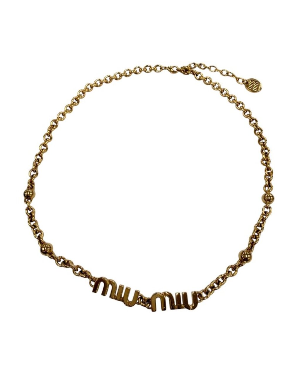 Miu Miu Logo Chain Choker Necklace Gold